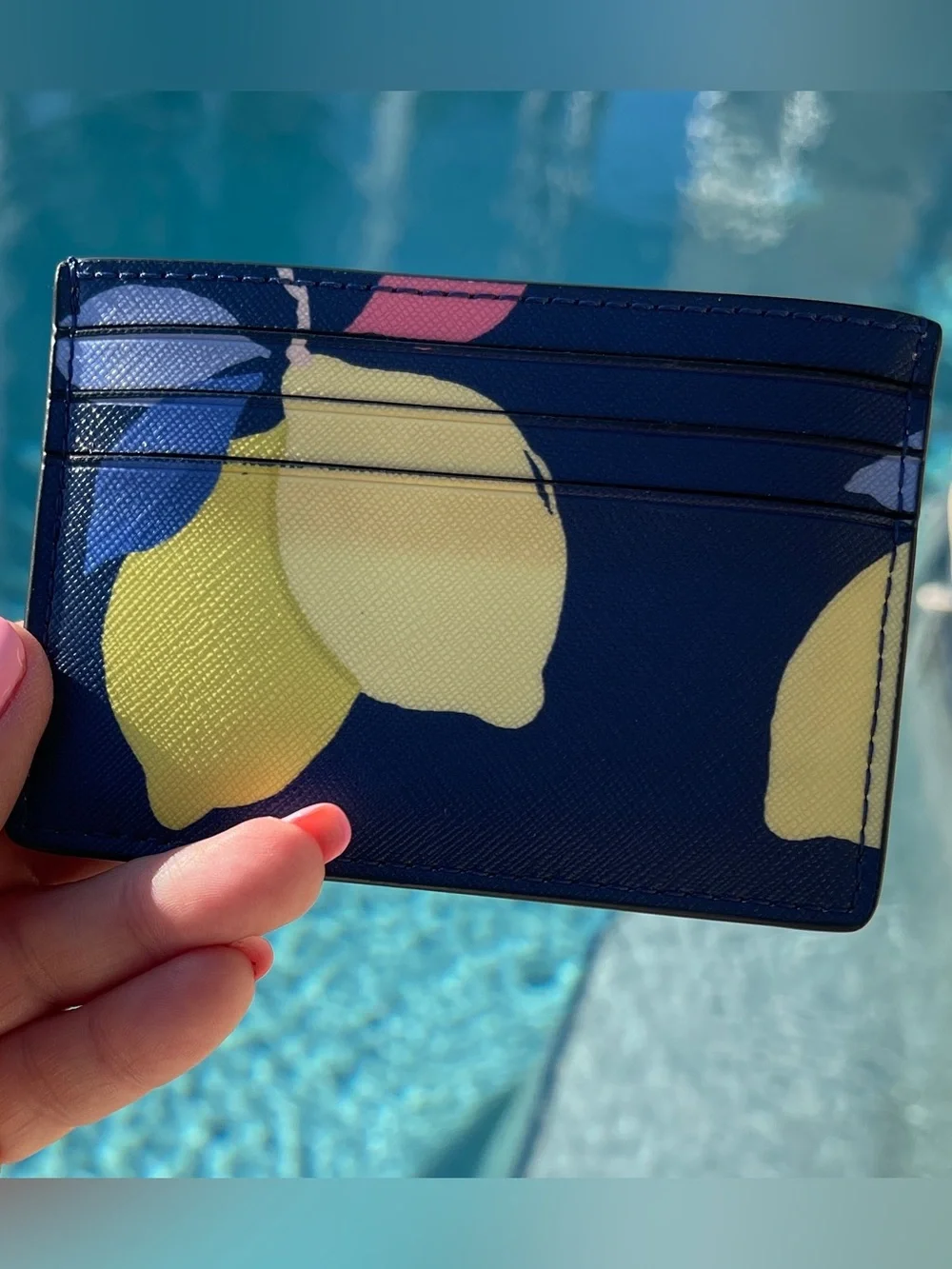 kate spade New Lemon Zest Cardholder Navy/Vibrant Lemons/Double Sided/Top Pouch